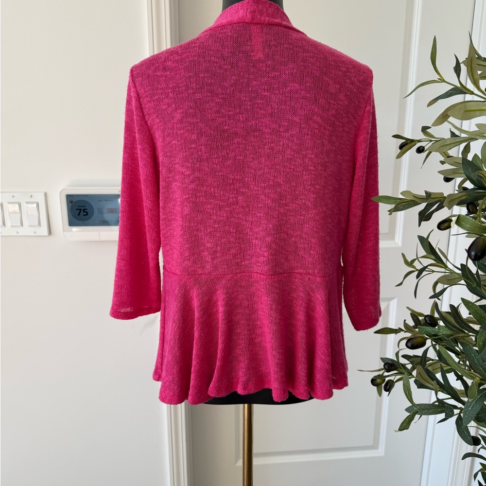 Chenault Vibrant Pink Open-Front Cardigan. - Picture 4 of 8